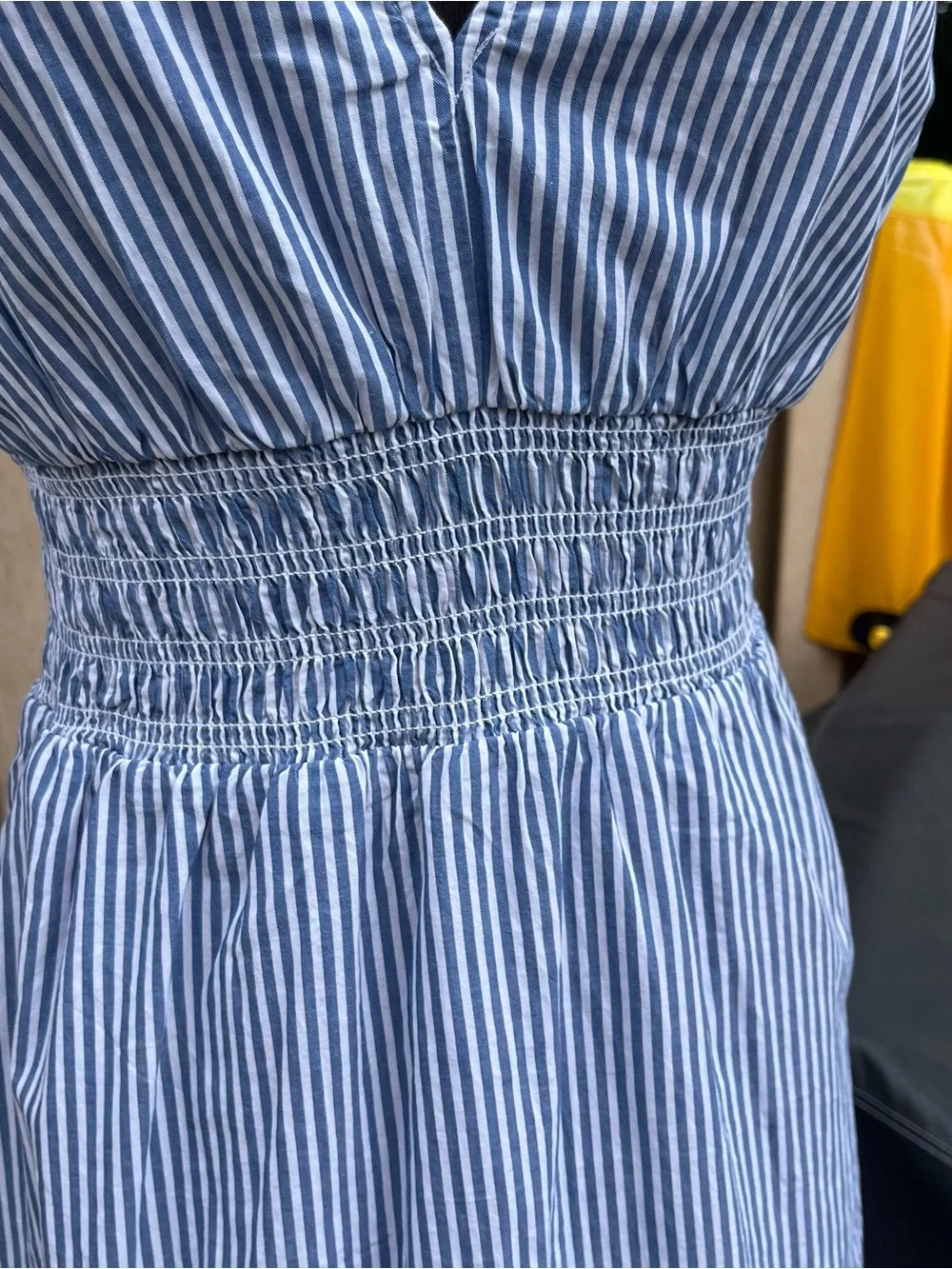 Old Navy Fit & Flare Sleeveless Striped Tie Shoulder Smocked Maxi Dress Size S